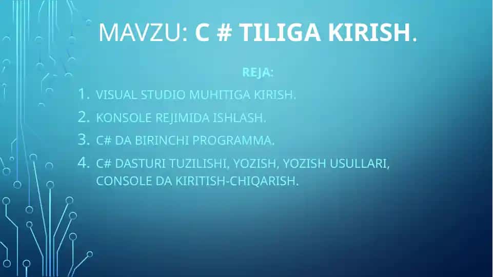 С # tiliga kirish