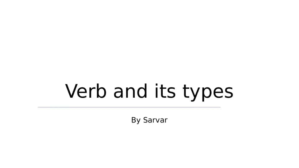 Verb and its types