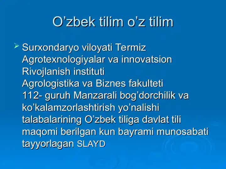 O’zbek tilim o’z tilim