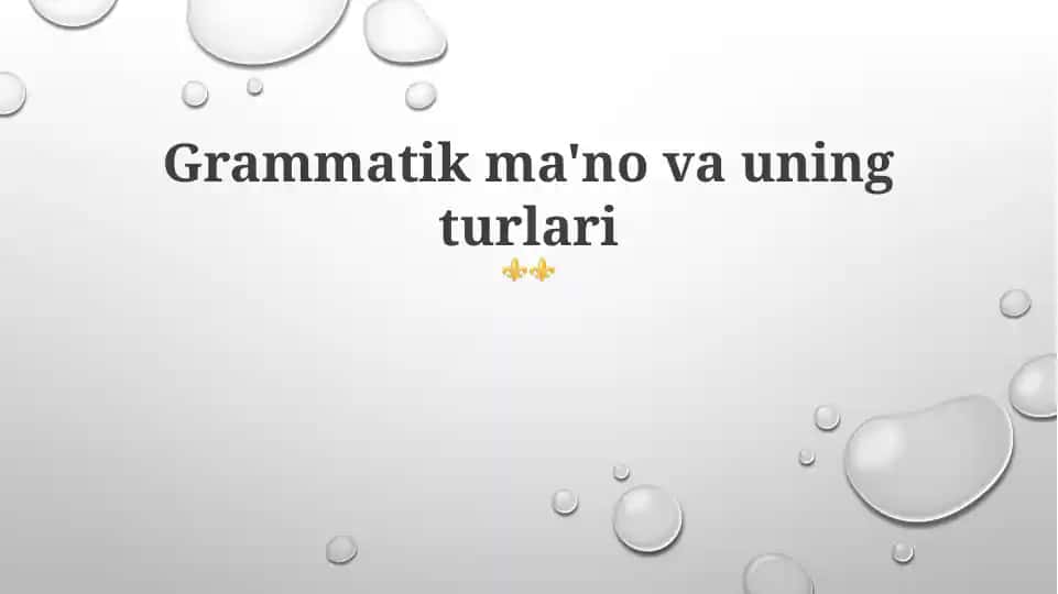 Grammatik ma'no va uning turlari