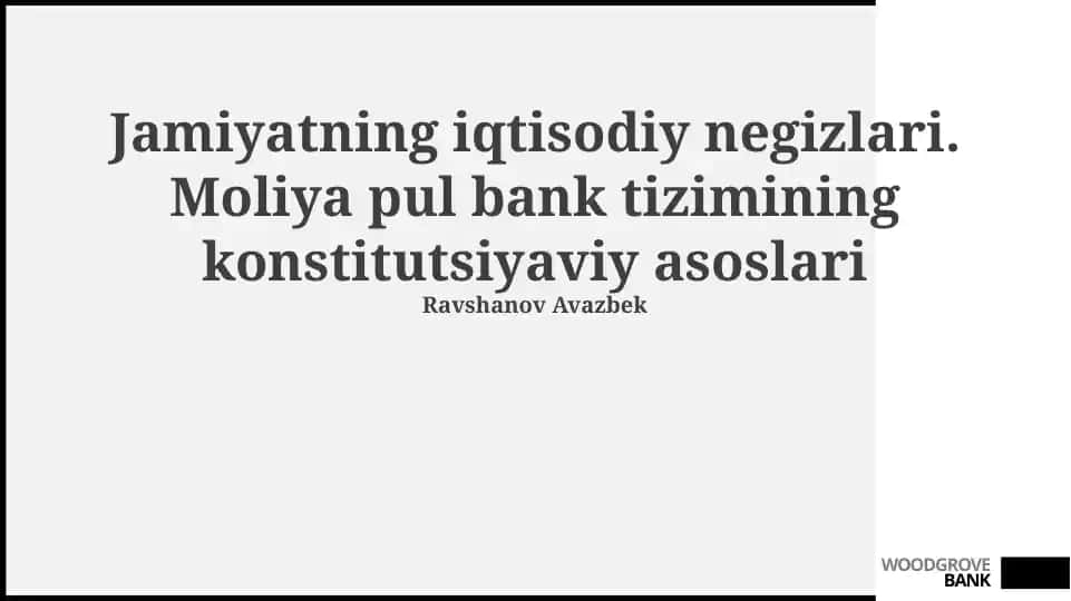 Jamiyatning iqtisodiy asoslari