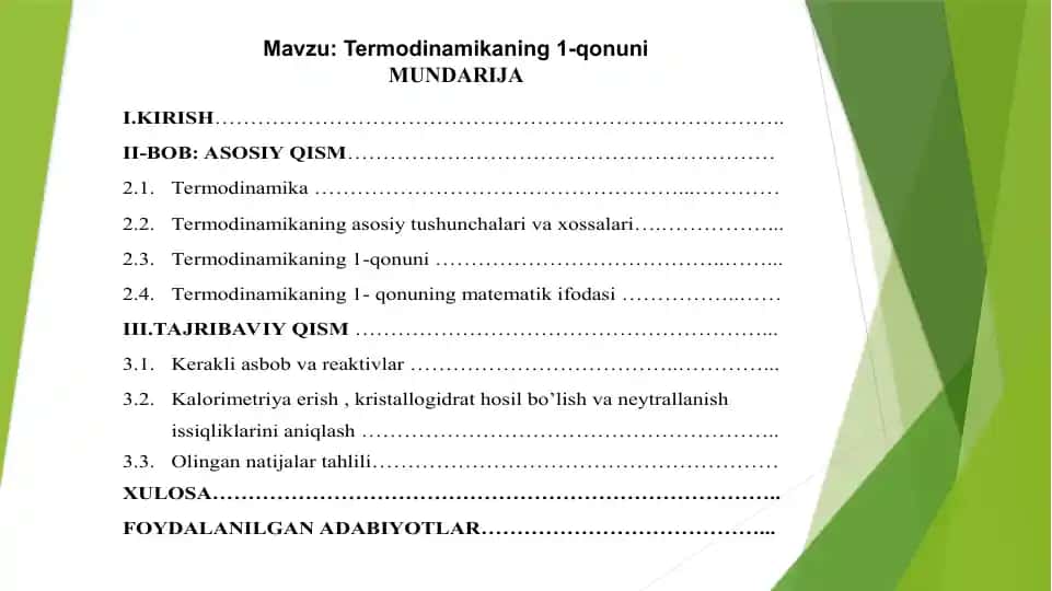 Termodinamikaning I qonuni