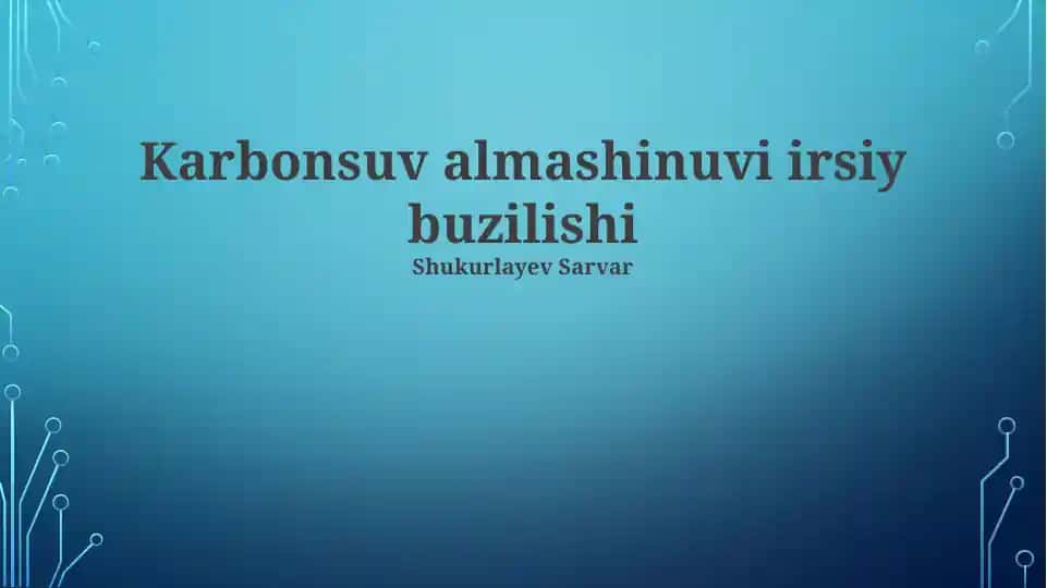 Karbonsuv almashinuvi irsiy buzilishi