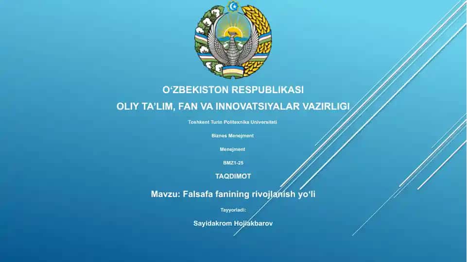 Falsafa fanining rivojlanish yoʻli