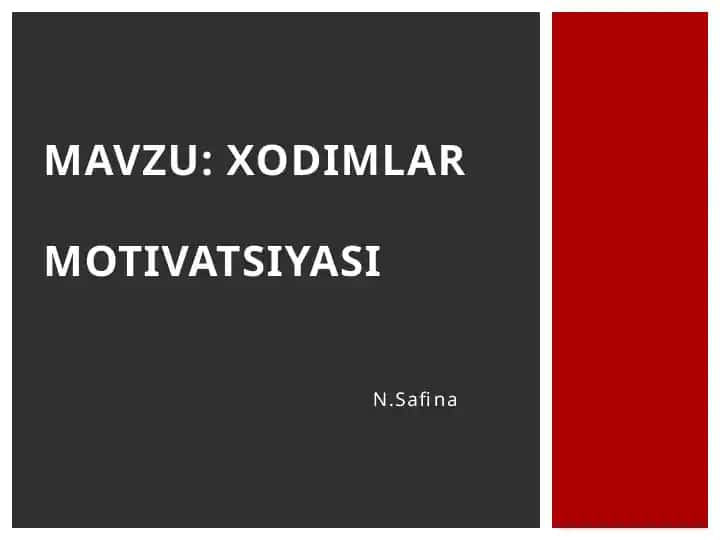 Xodimlar Motivatsiyasi