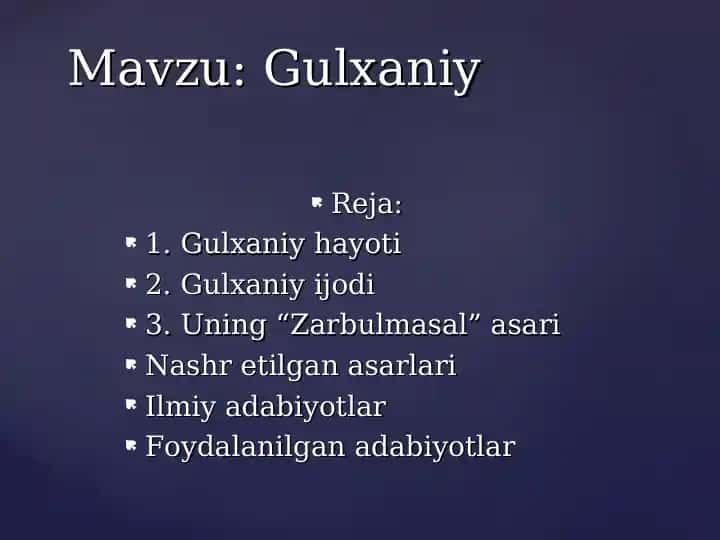 Gulxaniy hayoti