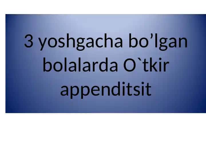 O'tkir Apendisit