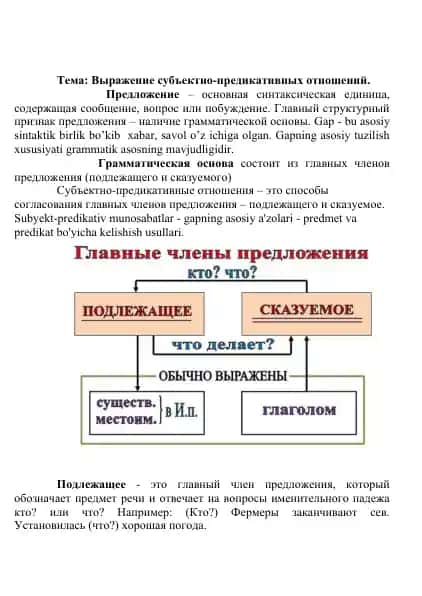 Выражение субъектно-предикативных отношений
