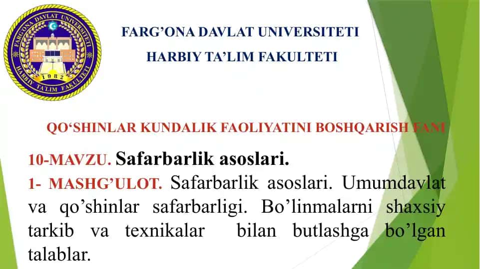 Safarbarlik Asoslari