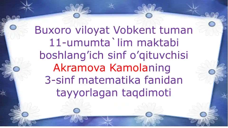 3-sinf matematika fanidan taqdimot