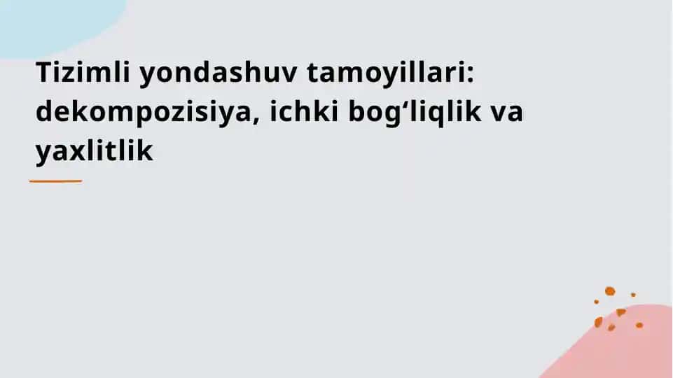 Tizimli yondashuv tamoyillari
