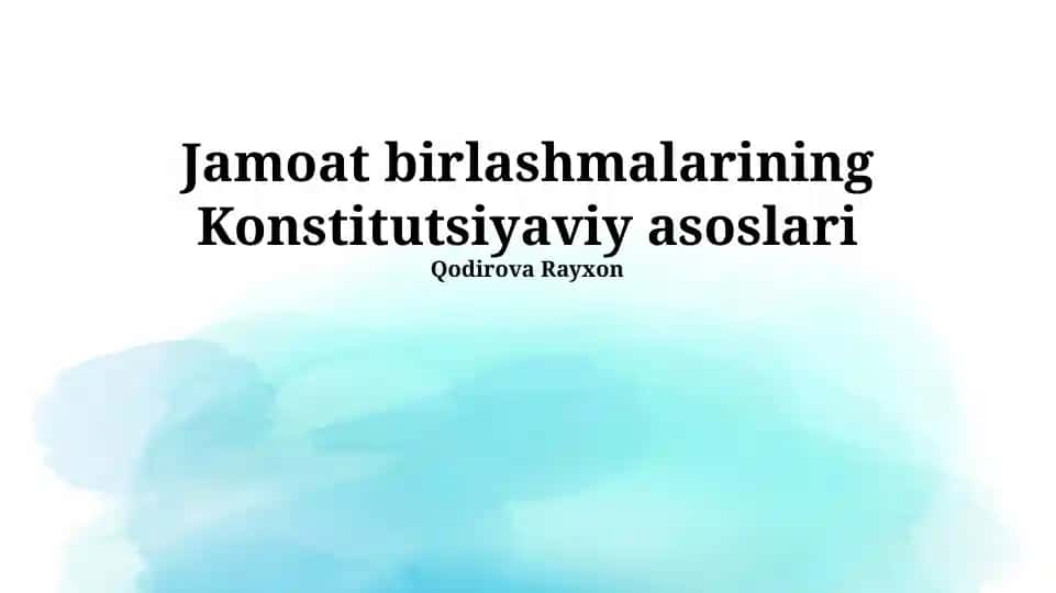 Jamoat birlashmalarining Konstitutsiyaviy asoslari