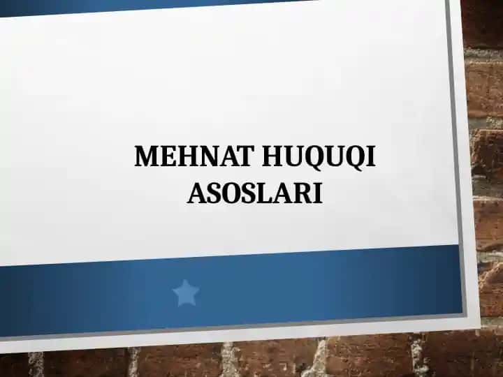 Mehnat Huquqi Asoslari
