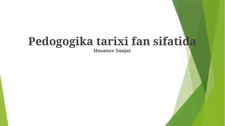 Pedogogika tarixi fan sifatida