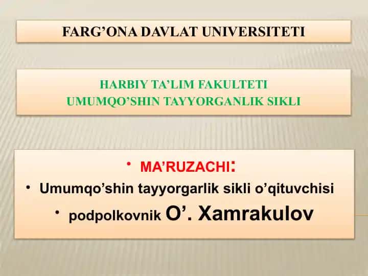 Umumqo’shin tayyorgarlik sikli o’qituvchisi