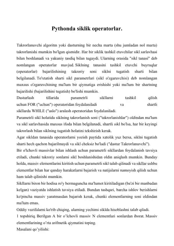 Siklik operatorlar