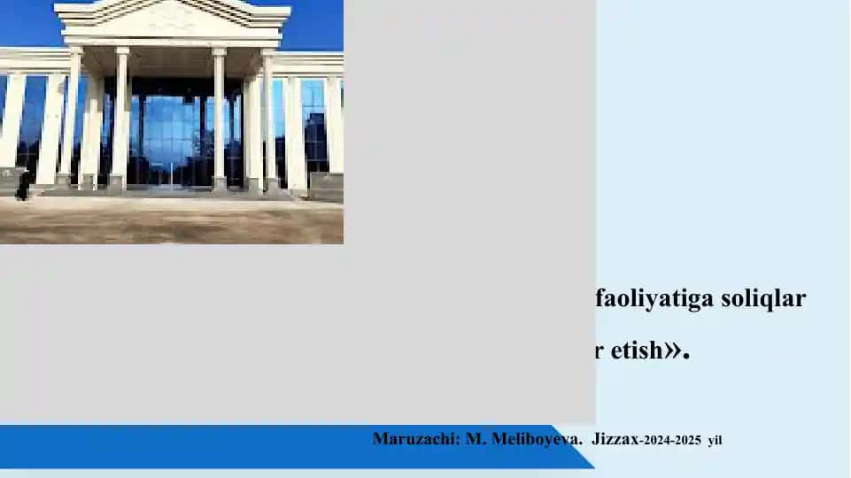 Biznes faoliyatiga soliqlar orqali taʼsir qilishning huquqiy asoslari