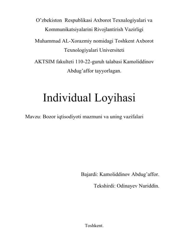 Bozor Iqtisodiyoti