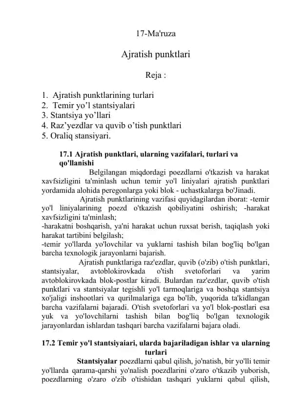Ajratish punktlari