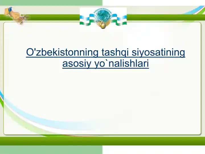 O'zbekistonning tashqisiy osati