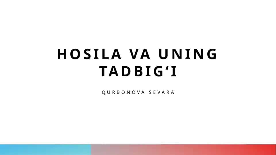 Hosila va uning tadbigʻi