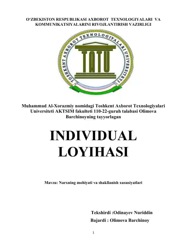 Narxning mohiyati va shakllanish xususiyatlari