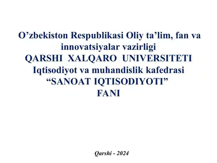 Sanoatda fan-texnika taraqqiyoti va innovatsion faoliyat