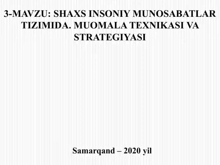 Insoniy munosabatlar psixologiyasi