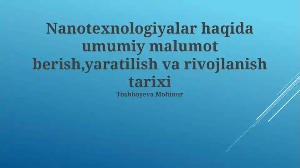 Nanotexnologiyalar
