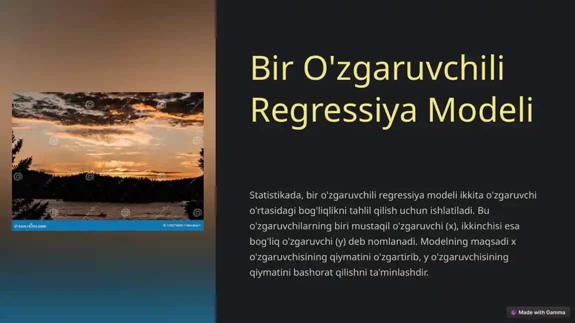 Bir O'zgaruvchili Regressiya Modeli