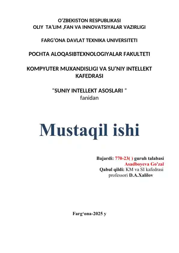 MASHINALI OʻQITISHNING CHIZIQLI REGRESSIYA USULLARI