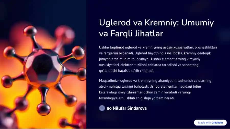 Uglerod va Kremniy: Umumiy va Farqli Jihatlar