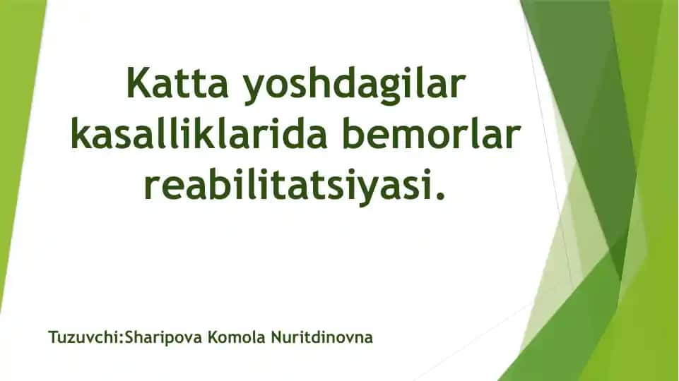 Bemorlarni kasalliklarida reabilitatsiya