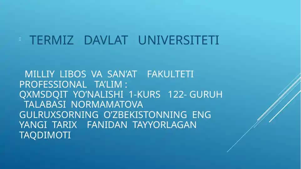 O‘zbekiston Respublikasida Prezidentlik institutining joriy etilishi