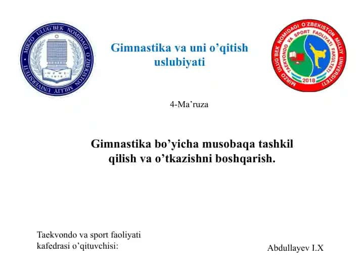 Gimnastika va uni o’qitish uslubiyati