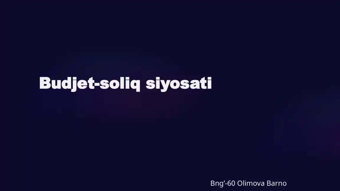 Budjet-soliq siyosati