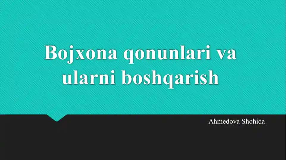 Bojxona qonunlari va ularni boshqarish