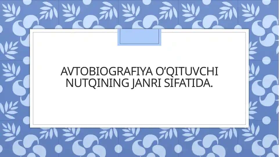 Avtobiografiya O'qituvchi Nutqi