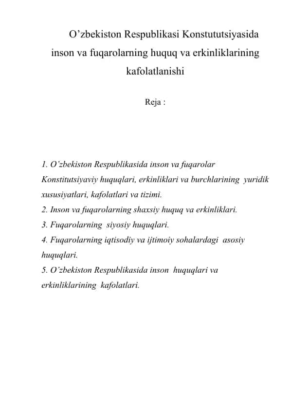 O’zbekiston Respublikasi Konstitutsiyasi
