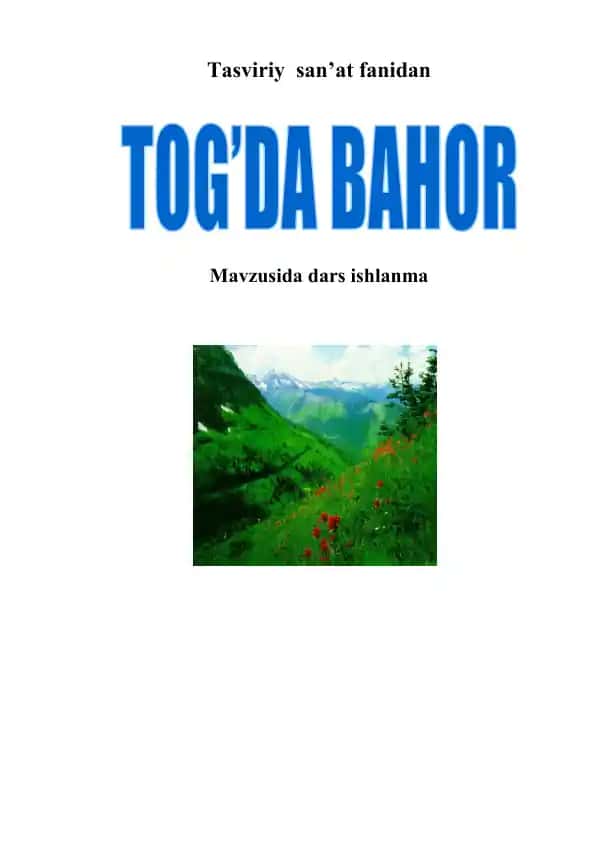 Tasviriy san'at fanidan dars ishlanma