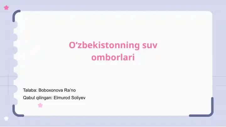 O‘zbekistonning suv omborlari
