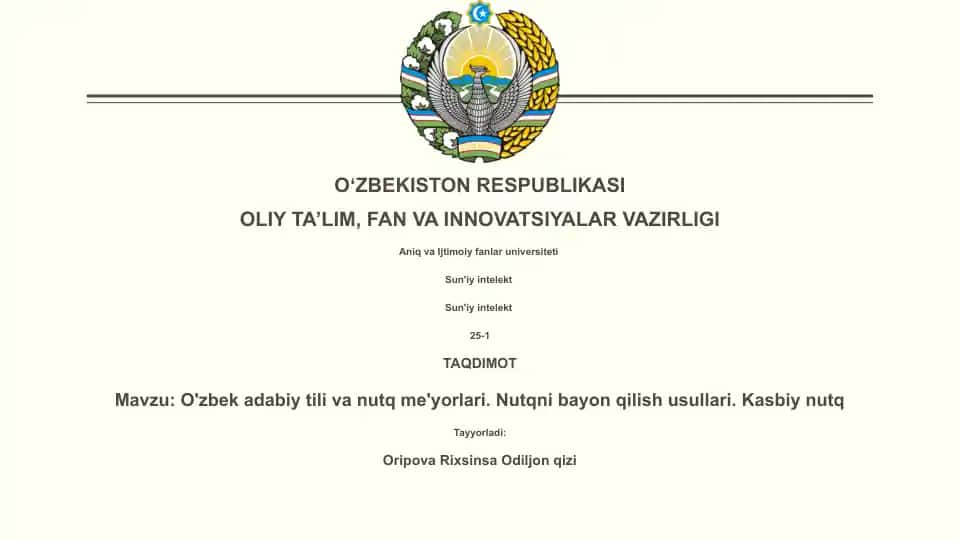 Oʻzbek adabiy tili va nutq me'yorlari