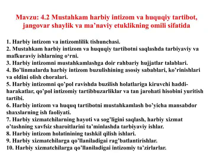 Harbiy intizom va huquqiy tartibot