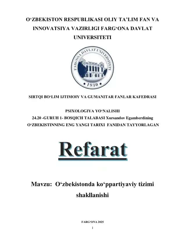 Oʻzbekistonda koʻppartiyaviy tizimi shakllanishi