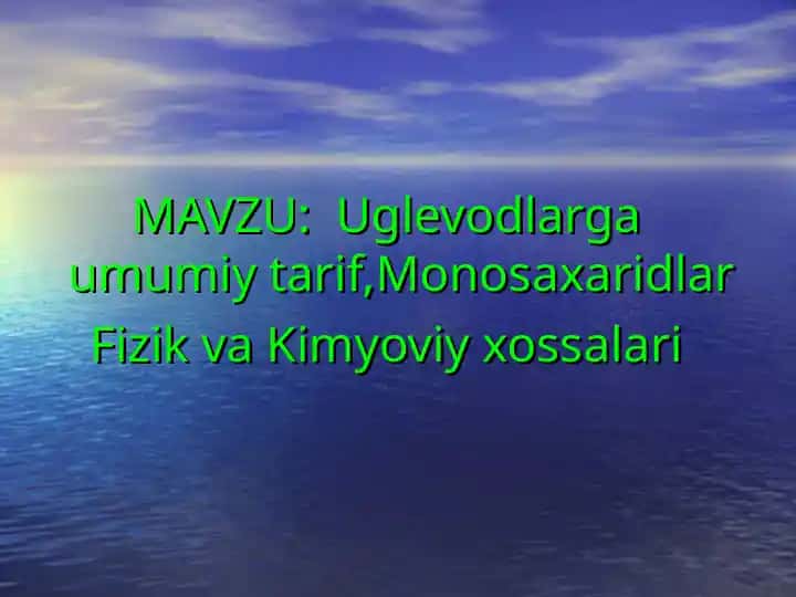 Uglevodlarga umumiy tarif, Monosaxaridlar
