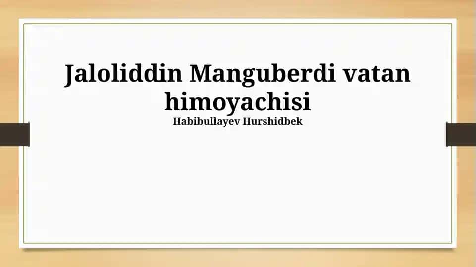 Jaloliddin Manguberdi vatan himoyachisi