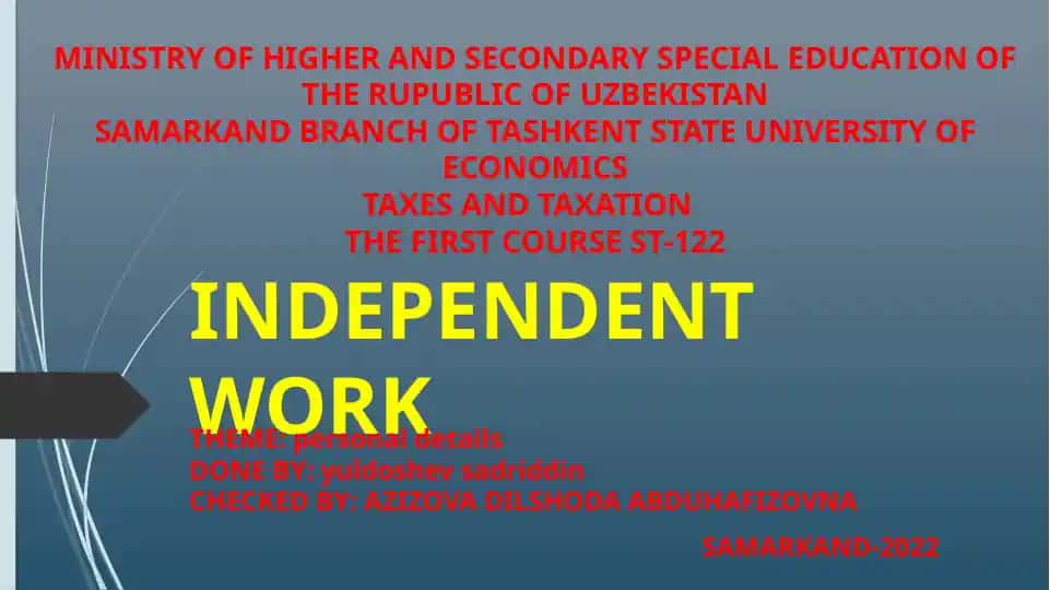 TAXES AND TAXATION