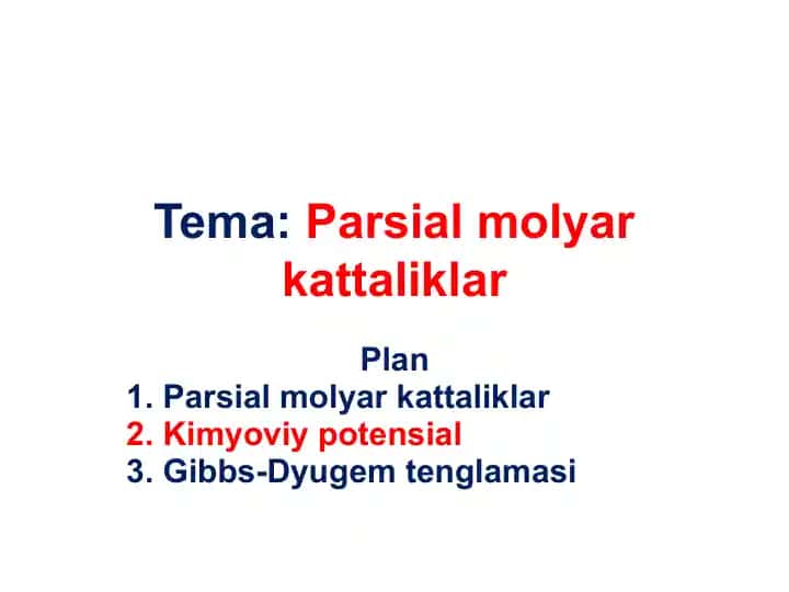 Parsial molyar kattaliklar