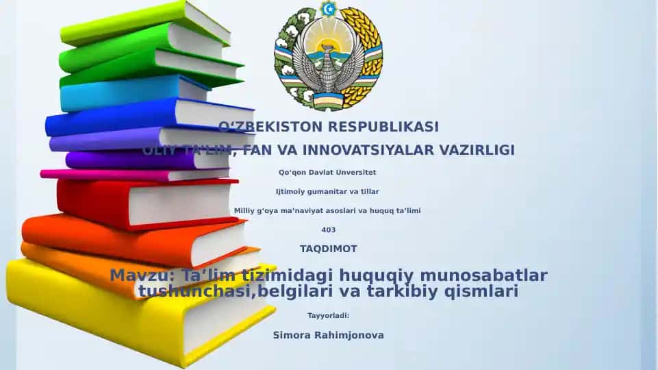 Ta'lim tizimidagi huquqiy munosabatlar