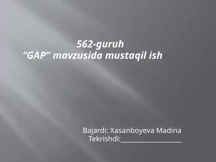 "GAP" mavzusida mustaqilish